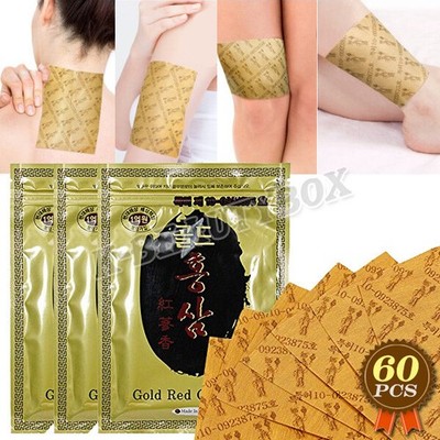 Korean Gold Red Ginseng Patch Powerstrip Energy Pain Relief Hot Pack Pad Patches