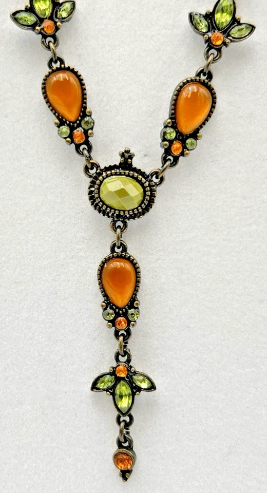 (2) 雅芳“Y”项链和宝石耳环套装橙色/绿色和紫色 — 第 2/4 张图片