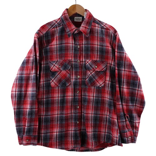 Vintage Five Brother Mens Large Red Plaid Flannel Shirt Made In USA Heavyweight