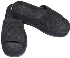 RUSSELL & BROMLEY BLACK SUEDE QUILTED FLATFORM SLIDES MULES SLIPPERS UK 4 37