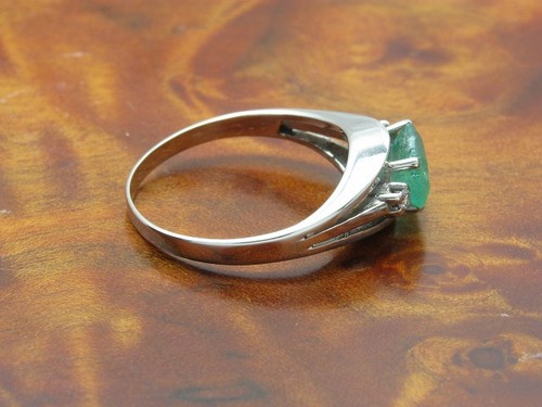 18kt 750 Weißgold Ring mit Diamant & 0,72ct Smaragd Besatz / 2,8g / RG 54 - Bild 3 von 6