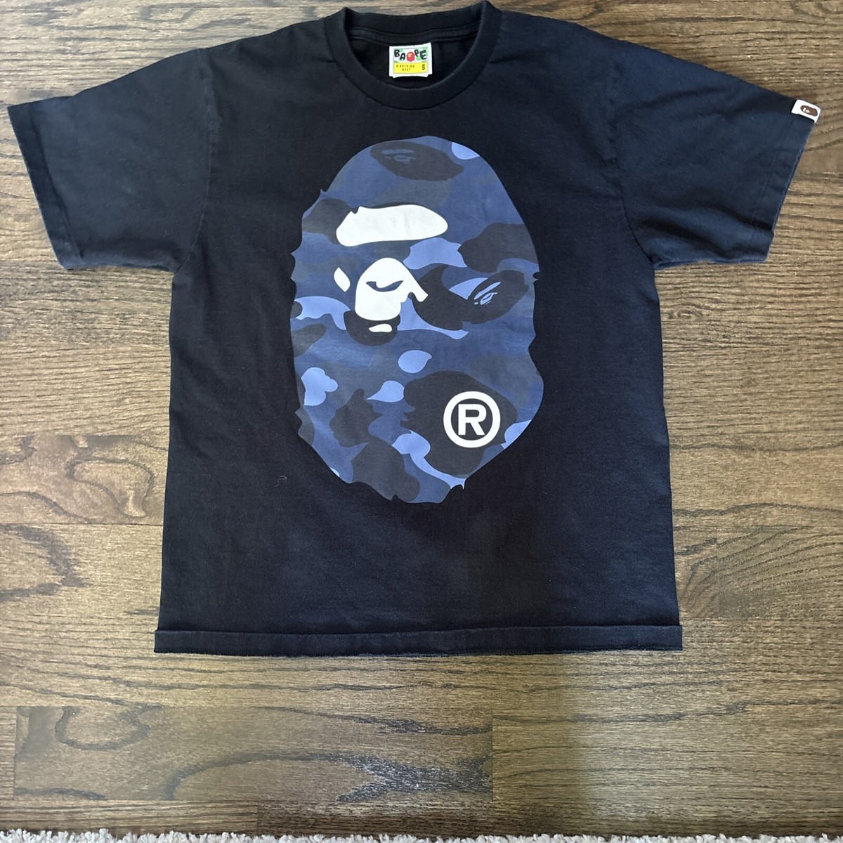 【neeee】A BATHING APE クロップドTシャツ ネイビー A Bathing Ape ® Small MENS T-Shirt Black x Navy Camo | eBay