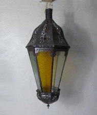 lampe lanterne orientale marocaine folk art ethnique vitrail vintage