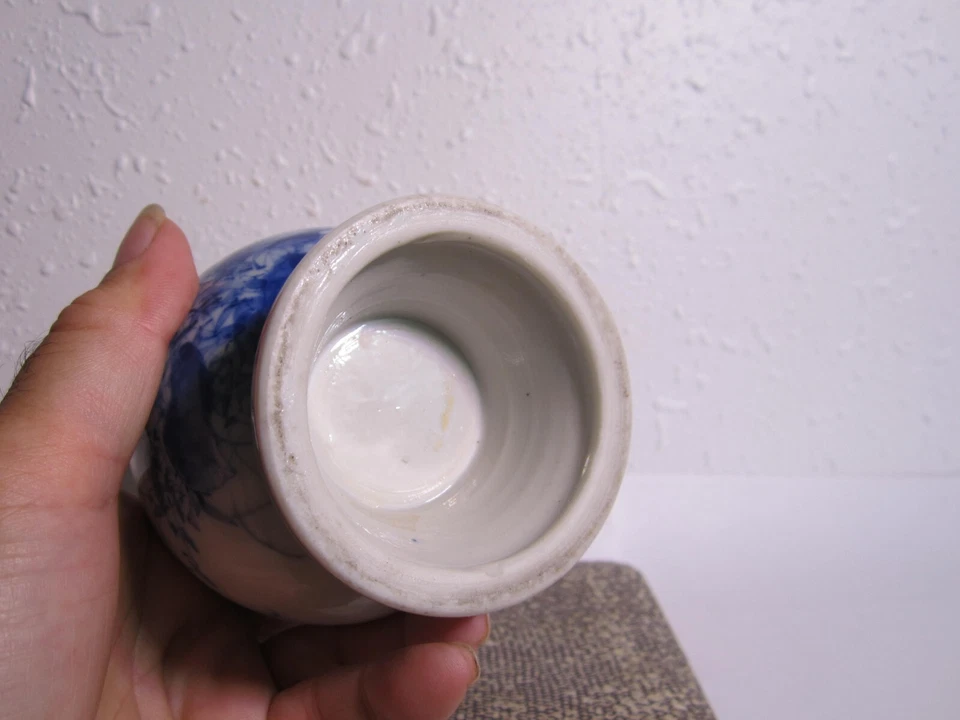 Jarrón antiguo chino de porcelana azul y blanco yongzheng 19th aac tesoro Foto 3 de 4