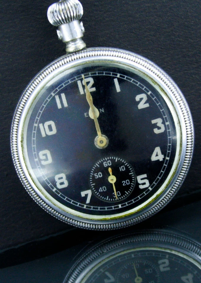 Reloj de Bolsillo ELGIN MILITARY Cuerda Manual Lateral Segundo para Repuestos Foto 3 de 4