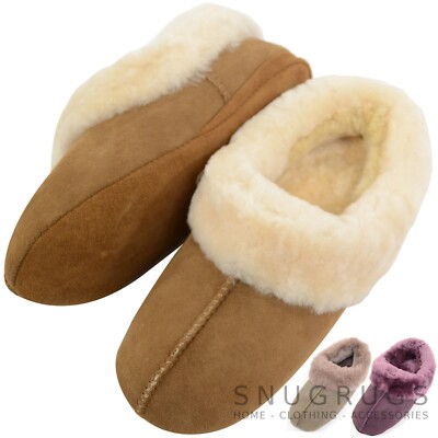 Ladies Womens Slip On Full Thick Sheepskin Slipper Boot with Suede Sole  UK