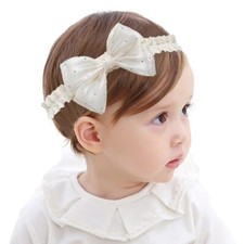 Baby Girl Bow Headband Satin Crystal Bow-knot Toddler Hairband Soft Lace Elas...