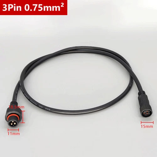 3Pin IP67 Waterproof Outdoor Extension Cable Connector Male Female Plug 0.5M-10M - Picture 8 of 11