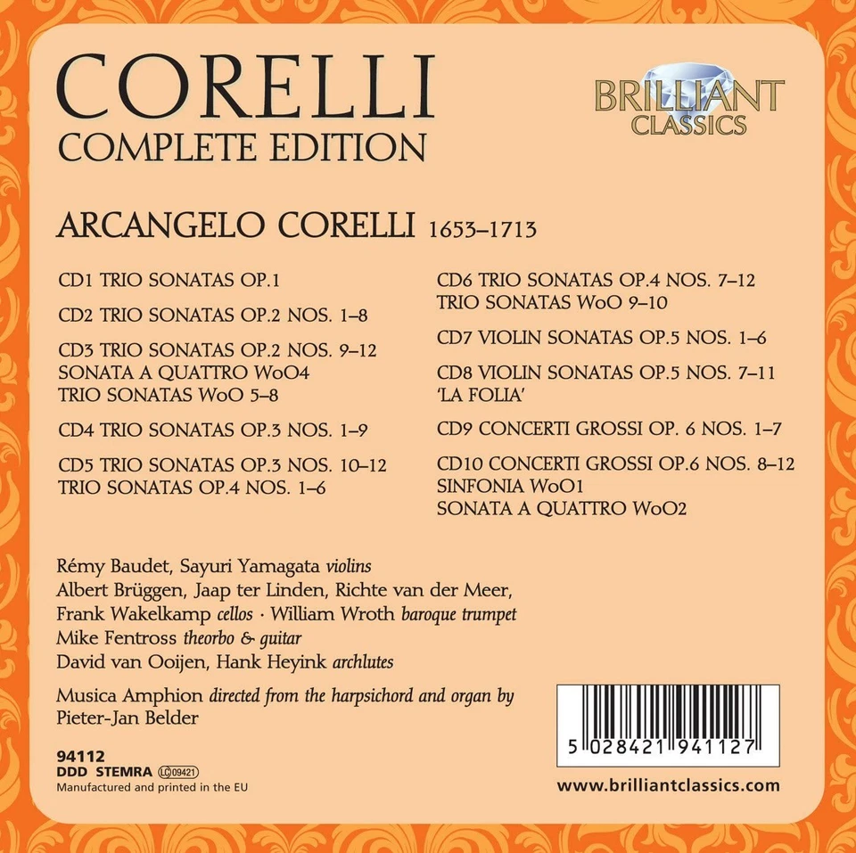 ARCANGELO CORELLI COMPLETE EDITION Musica Amphion Pieter-Jan Belder 10CD NEW - Image 3 of 3