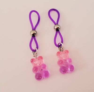 Glitter Gummy Bear Nipple Noose Non-Pierced Fake Nipple Rings