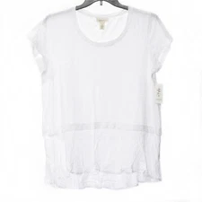 LT1053 Style&co Women Plus White Heathered Tiered T-Shirt Top Cotton NWT Size 0X