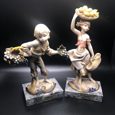 Vintage Authentic CARRARA MARBLE Figurines - Made In Italy (set of 2)