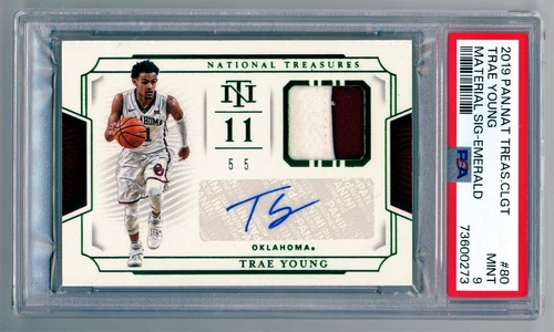 2019 Panini National Treasures Trae Young Psa 9 5/5 Auto #80 Emerald Collegiate