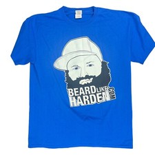 James Harden Beard Blue T-shirt Gildan Size Large Basketball OKC Thunder Playoff