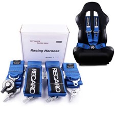 Blue Recaro 4 Point 3 Racing Seat Belt Quick Release Seatbelt Snap-on Harness