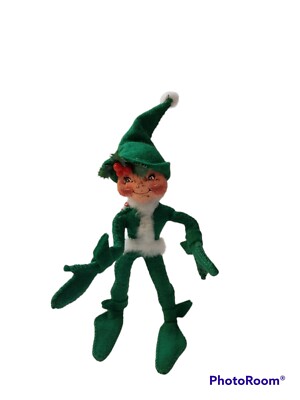 Annalee Mobilitee Dolls 96 Green Pixie Christmas Elf Poseable Shelf Sitter 7''