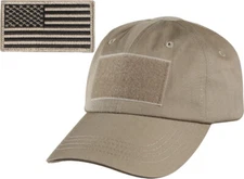 Khaki Tactical Operator Cap with Removable Khaki USA American Flag Patch