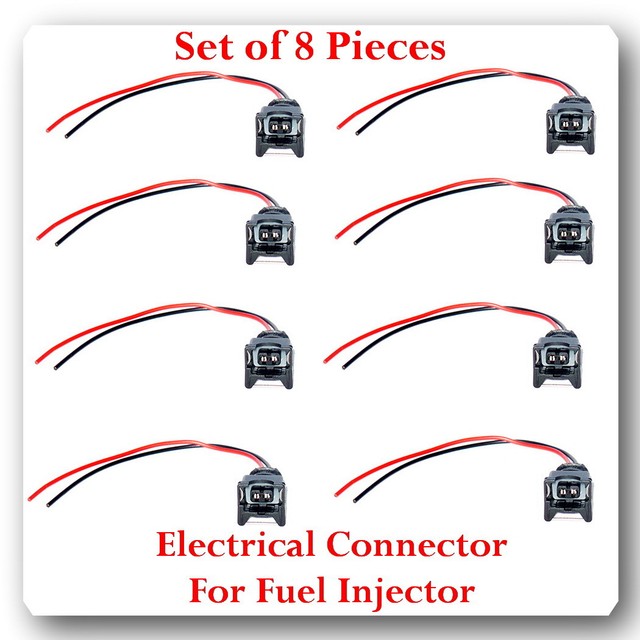Set 8 Kits Pigtail Electrical Connector for Fuel Injector TJ100 For