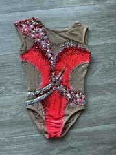 Beautiful custom competition Swarovski Rhythmic Gymnastics Leotard 8-10 yo 135