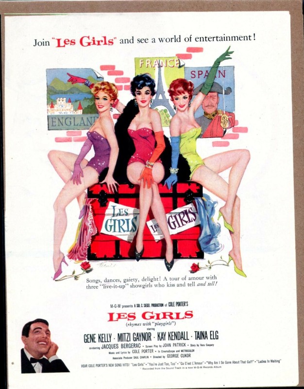 1957 LES GIRLS Gene Kelly Original Vintage Color Movie Promo Ad