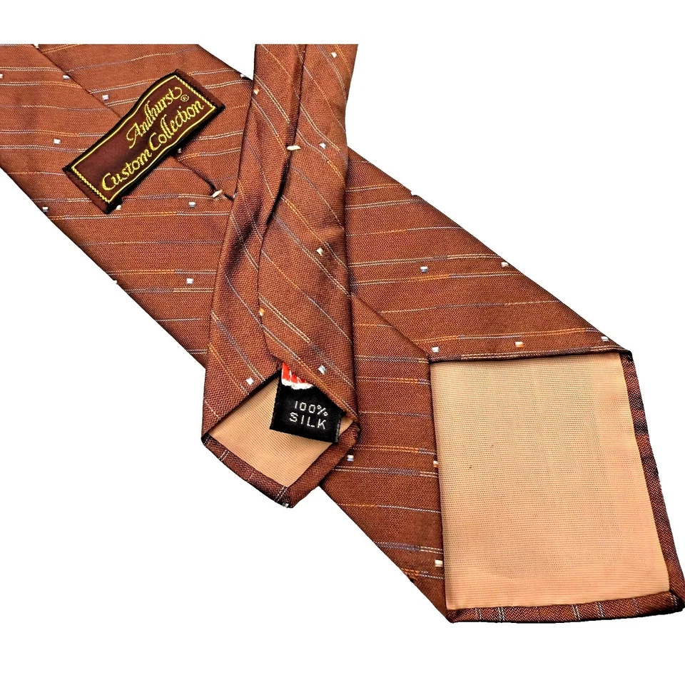 Corbata vintage Andhurst para hombre cañón terracota 100 % seda 56" Foto 2 de 4