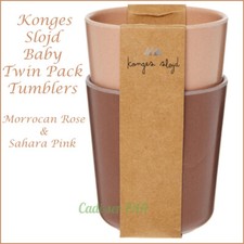  Konges Slojd Tumblers x 2 Children's Bowls NEW Brown / Pink
