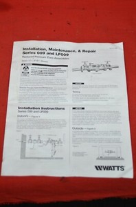 Watts Reduced Pressure 009 LF009 Installation Maintenance Repair Instructions
