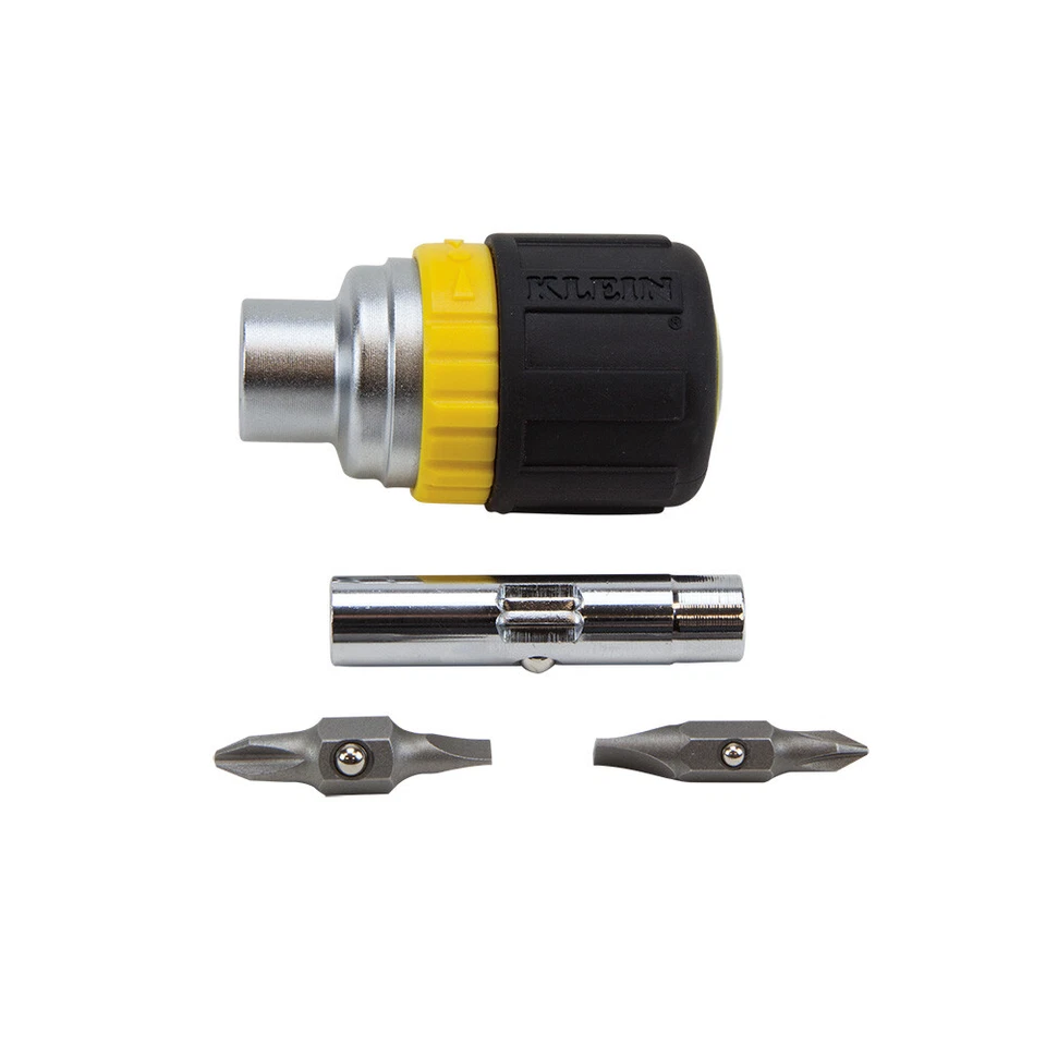 Klein Tools 32593 6-in-1 Ratcheting Stubby Screwdriver- Cushion Grip Handle - Image 4 of 4