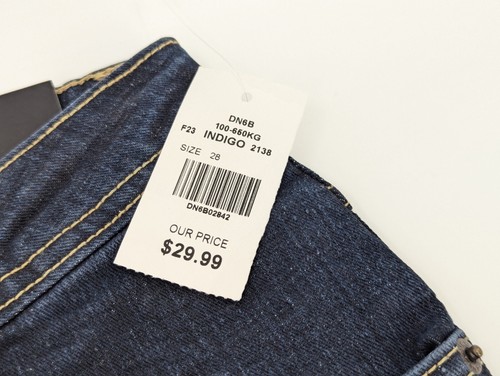 Rebel Minds Men's Jeans 28x35 Indigo Blue Denim Stacked Fit Bottom Slit Zipper - Picture 4 of 10