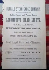 1874 railroad Print Ad BUFFALO STEAM GAUGE Locomotive Head Lights Signals Lamps