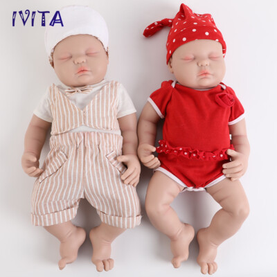 Eyes Closed Newborn 18'' Lifelike Reborn Baby Doll Full Body Silicone Boy or Girl
