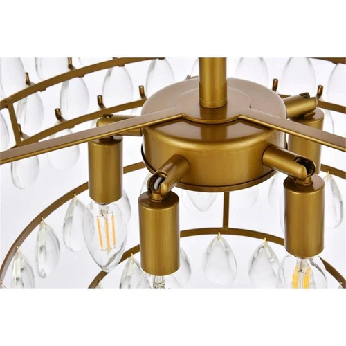 Elegant Lighting Mila 20" Iron and Crystal Flush Mount in Brass - Picture 7 of 8