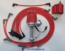 small cap MOPAR 1973-1978 400 RED HEI Distributor + Coil + Spark Plug Wires USA