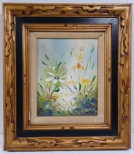 S. COLBY OIL ON CANVAS IMPRESSIONIST FLORAL PAINTING SIGNED