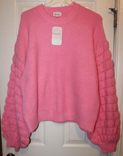 NWT Boutique u0026Merci Pink SOFT Balloon Sleeve Sweater Sz Large | eBay