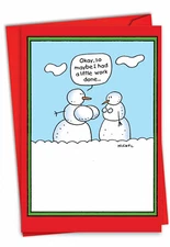 1 Funny Christmas Card with Envelope - Snowman Boob Job 1773