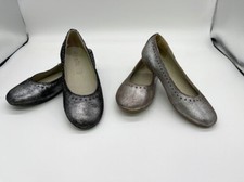 New Pazitos Girl's Charcoal Taupe Silver Shimmer Frost Dotty Ballet Shoes