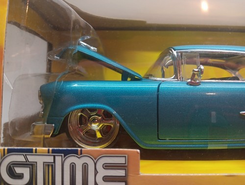 Jada Bigtime Kustoms 1955 Chevy 55 Bel Air Light Blue BTK Chevrolet Custom 1:24 - Foto 3 di 9