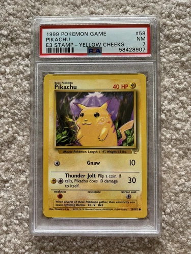 1999 Pokemon Game Pikachu E3 Stamp Yellow Cheeks PSA 7 NM Near Mint