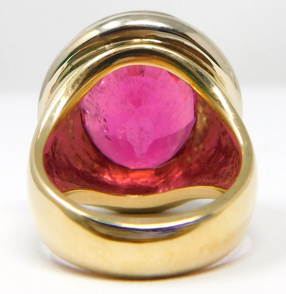 Anillo Banda Turmalina Rosa "Caliente" Oro 14 kt Pesado 22,5 gr Talla 6 3/4 B6647 Foto 3 de 4