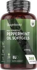 Peppermint Oil Capsules 200mg - 1 Year Supply - 365 Softgels - 1 Per Day - Easy