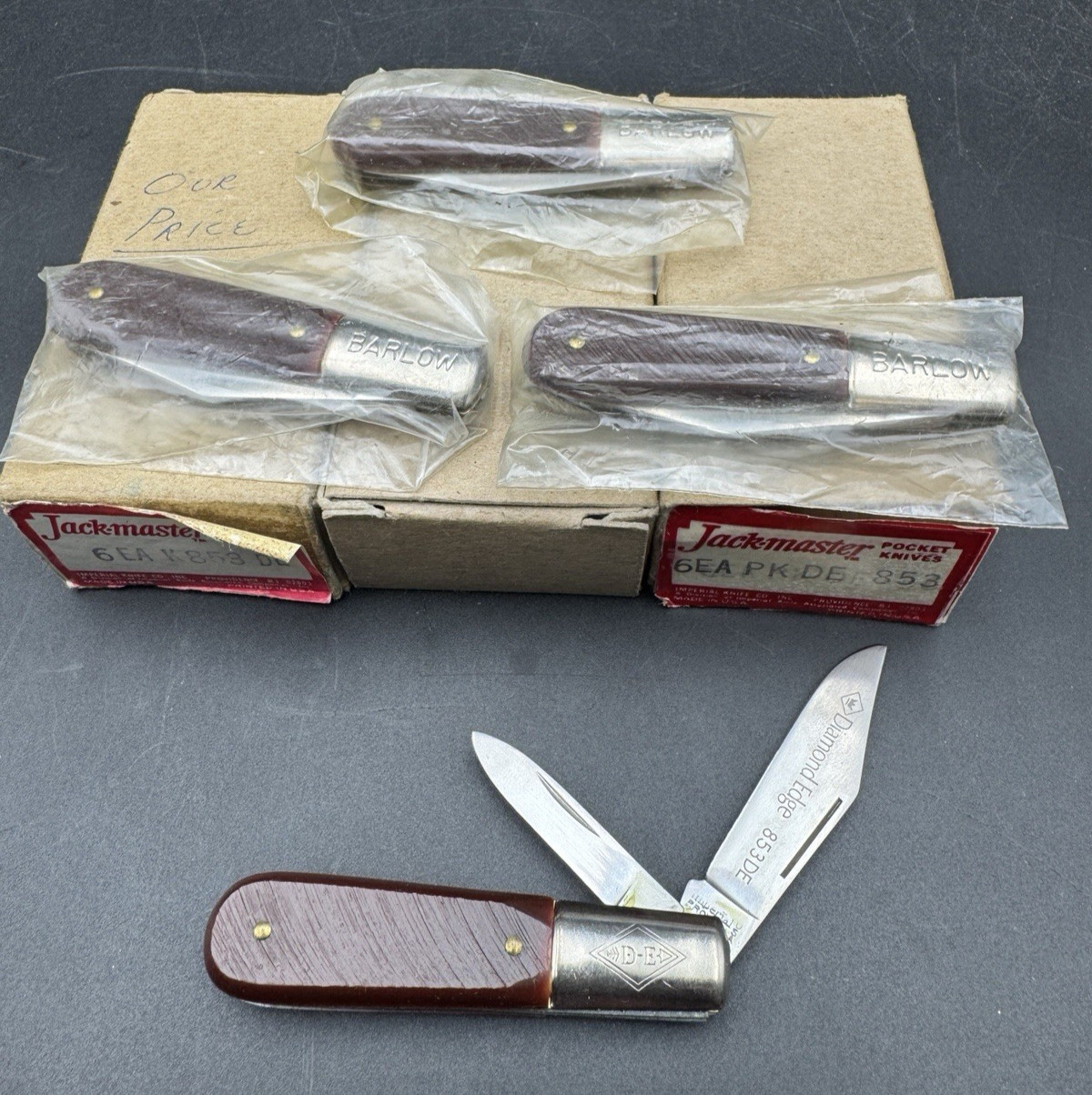 NEW VTG Imperial USA DE Diamond Edge Folding 2 Blade Barlow Pocket Jack Knife