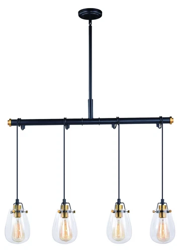 Kassidy 4L Dual Mount Linear Chandelier or Vanity Light Black and Natural Brass - Picture 1 of 2