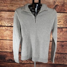 J.Crew Men's Gray Quarter Zip Waffle Knit Sweater Business Casual 100 Cotton