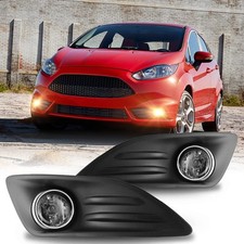 Ford Fiesta 14-18 Fog Light Set with Bulbs Bezel Wiring Harness Clear Lens