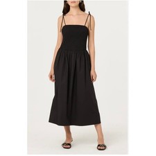 ASTR The Label Black Midi Sundress - Smocked Drop Waist, Size M (New)