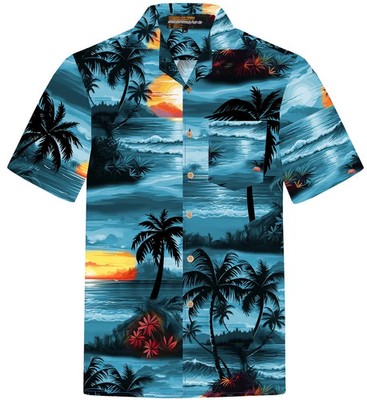 Men's Hawaii Scene Hawaiian Shirt Aloha Beach Tropical Vacation Print Top