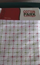 Cotton Park Cottage Holiday Red Green On White Plaid 60x84 Oblong Tablecloth