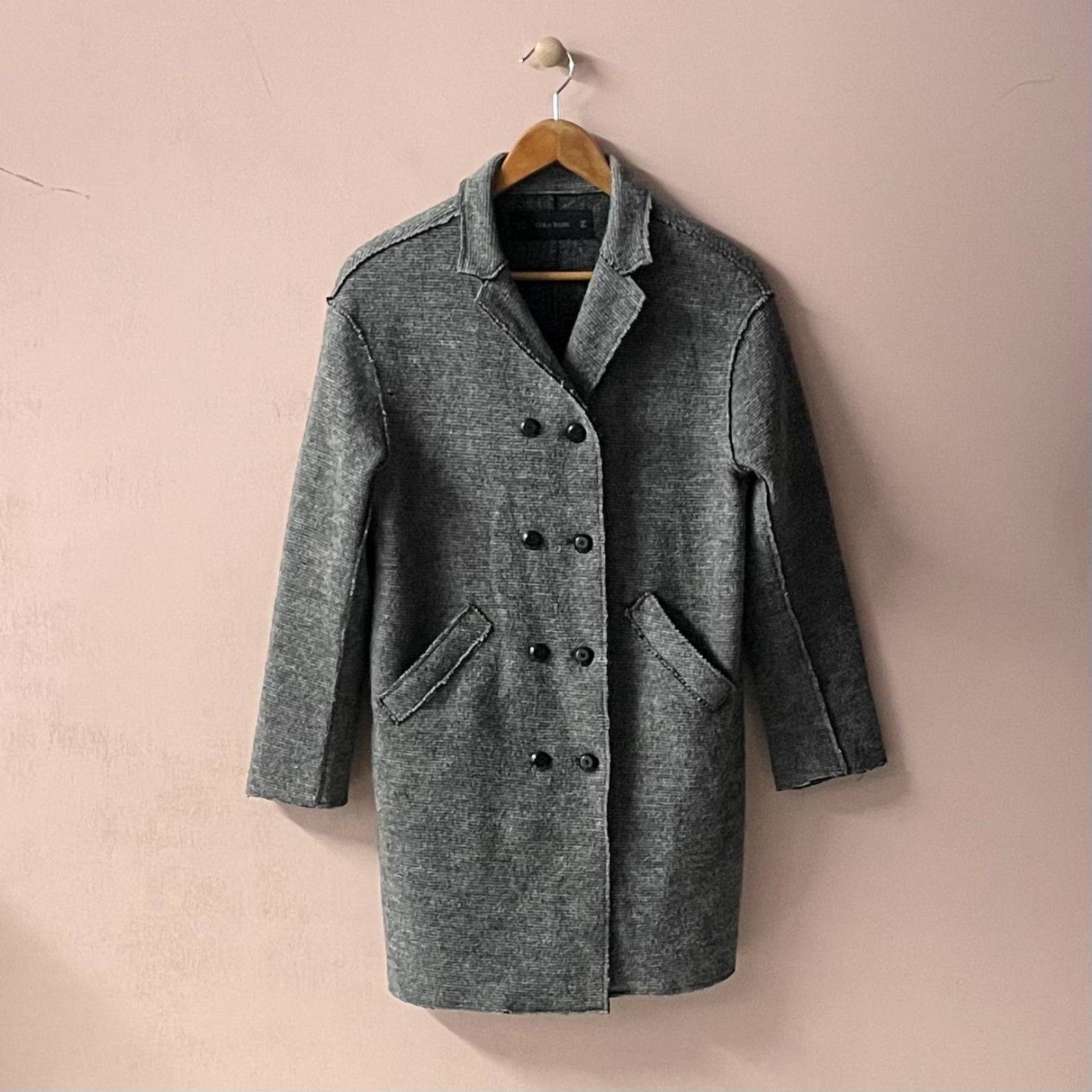Zara Gray Wool Blend Button Front Jacket Size S G… - image 9