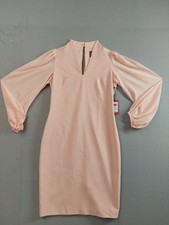 Vince Camuto Women Sheath Dress 8 Light Pink Long Sleeve Knee Length Racerback